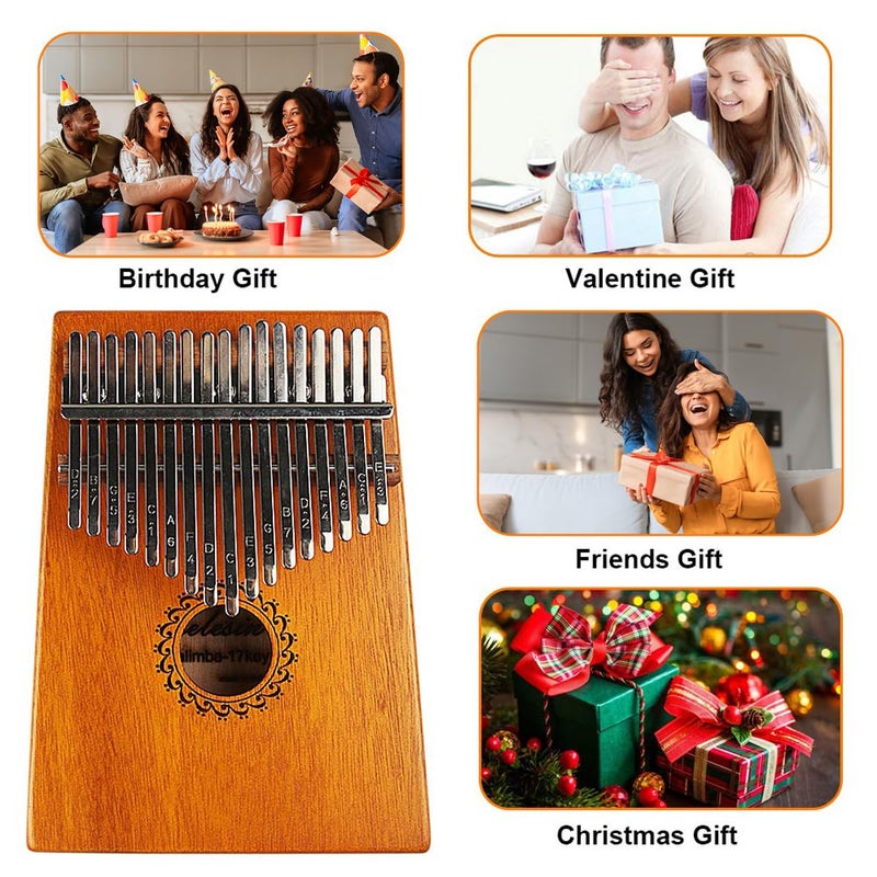 FLSEPAMB Kalimba Thumb Piano 17 Keys with mahogany Wood Portable Mbira Finger Piano Gifts for Friends and piano Beginners Professional ï¼ˆMatte brownï¼‰ - Image 4